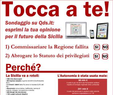 Sondaggio QdS.it: commissariare la Regione e abrogare lo Statuto dei privilegiati