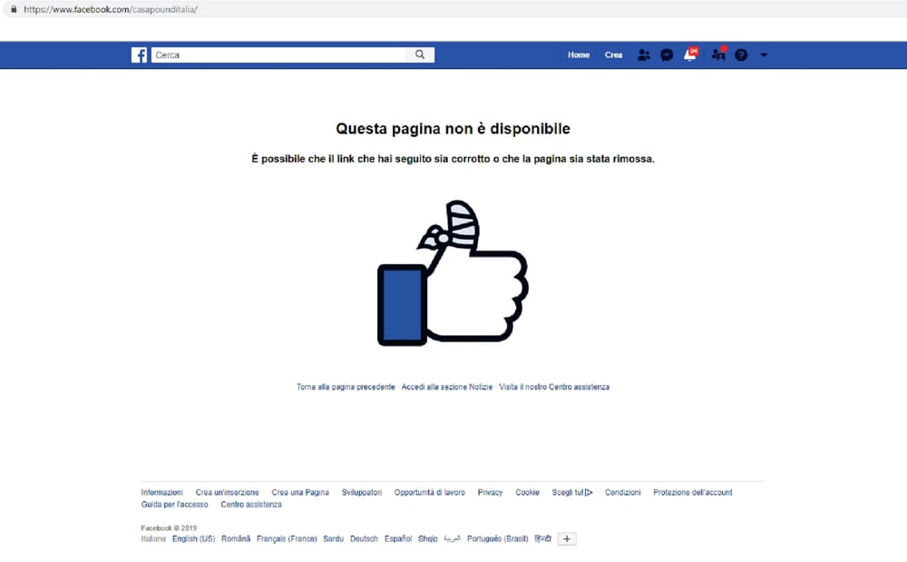 Facebook blocca Casapound, “Diffondono odio”