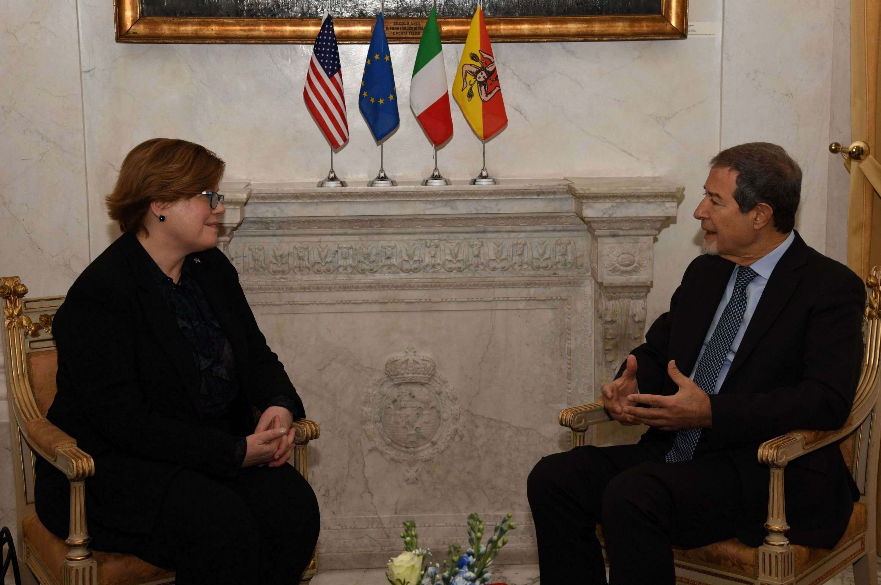 Il console generale Usa in visita a Palermo a Palazzo d’Orléans