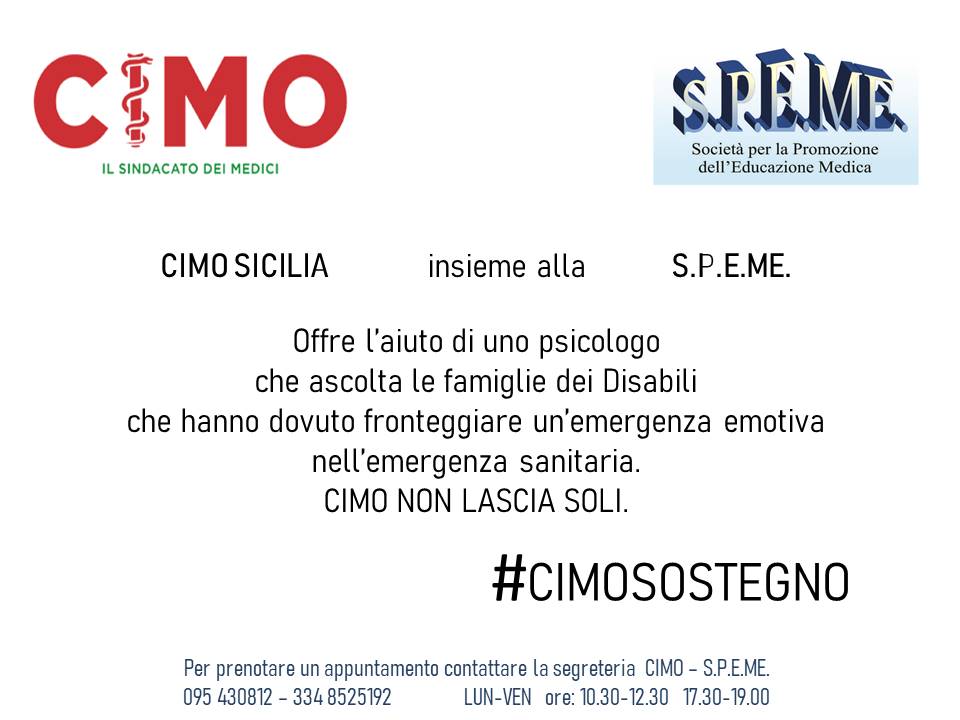 Da Cimo sostegno psicologico ai medici esposti alla pandemia