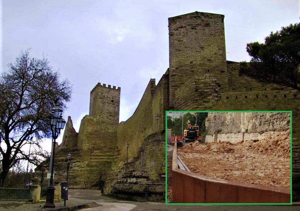 Castello di Lombardia, polemiche per il camminamento Castello di Lombardia, polemiche per il camminamento