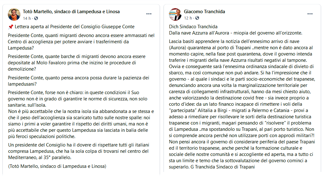 Migranti, in Sicilia sindaci del Pd e del M5s contro il premier Conte
