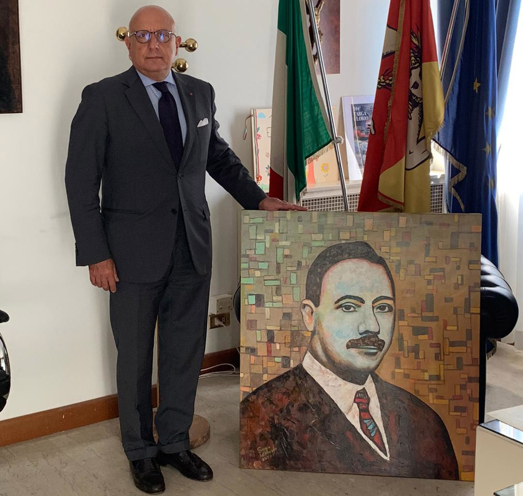 Gaetano Armao riceve il pittore palermitano Potenzano