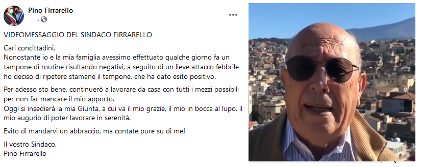 Coronavirus, positivo il sindaco di Bronte Pino Firrarello