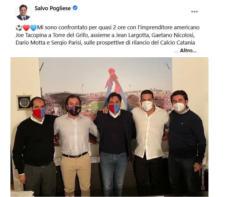 Calcio Catania, il sindaco Pogliese incontra l’imprenditore Tacopina