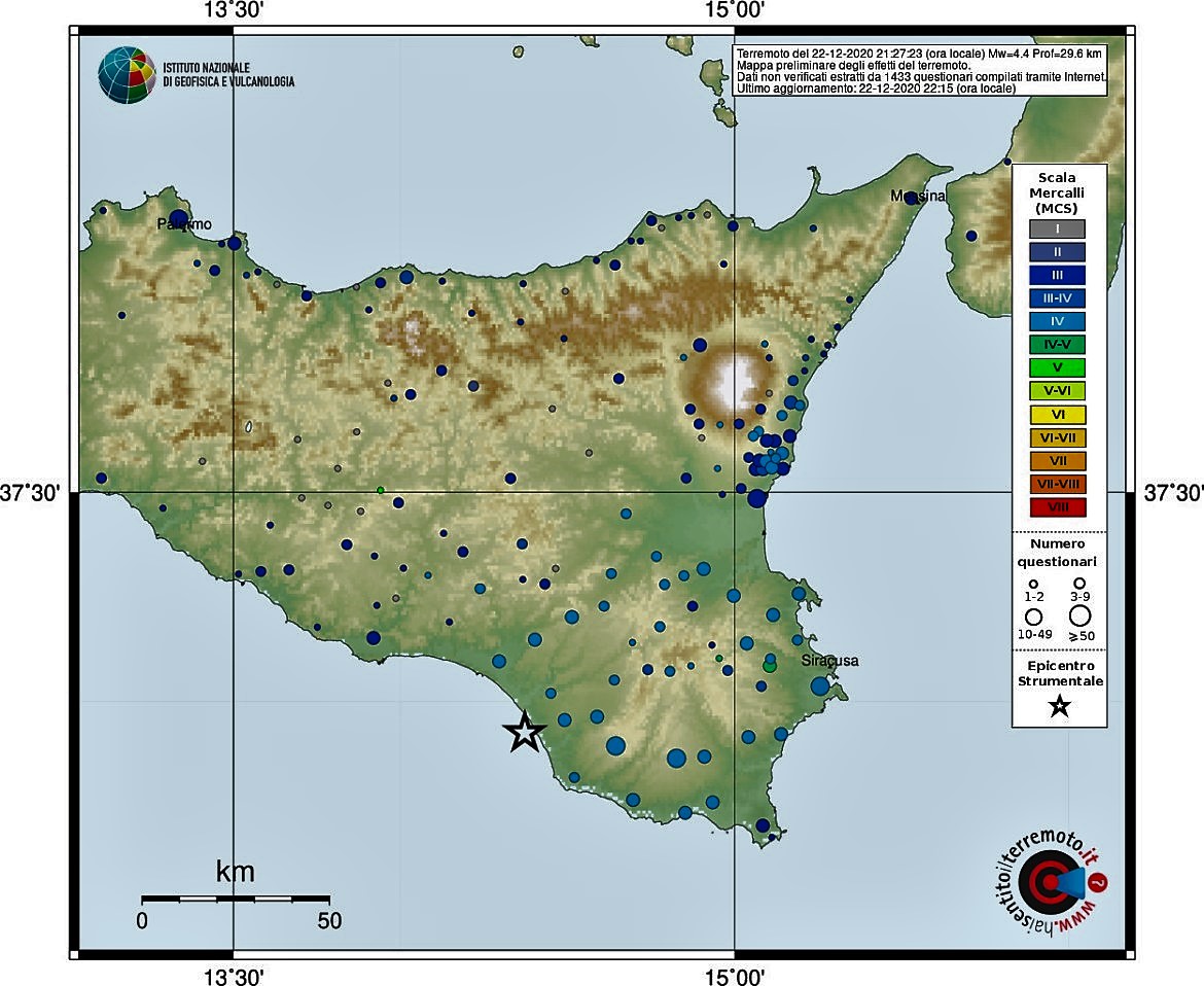 Terremoti, scossa sismica avvertita nella Sicilia orientale
