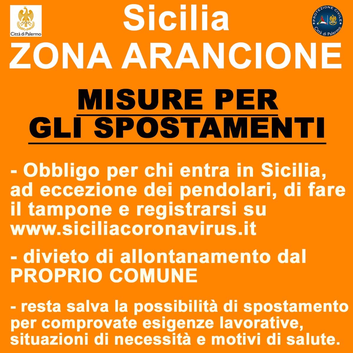 Sicilia zona arancione da oggi, le regole da seguire in foto