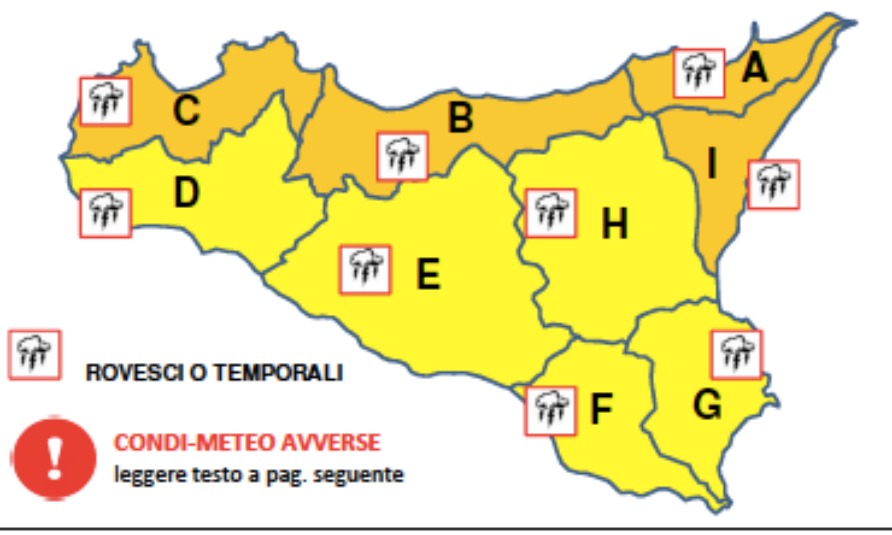 Maltempo: domani allerta meteo arancione in Sicilia