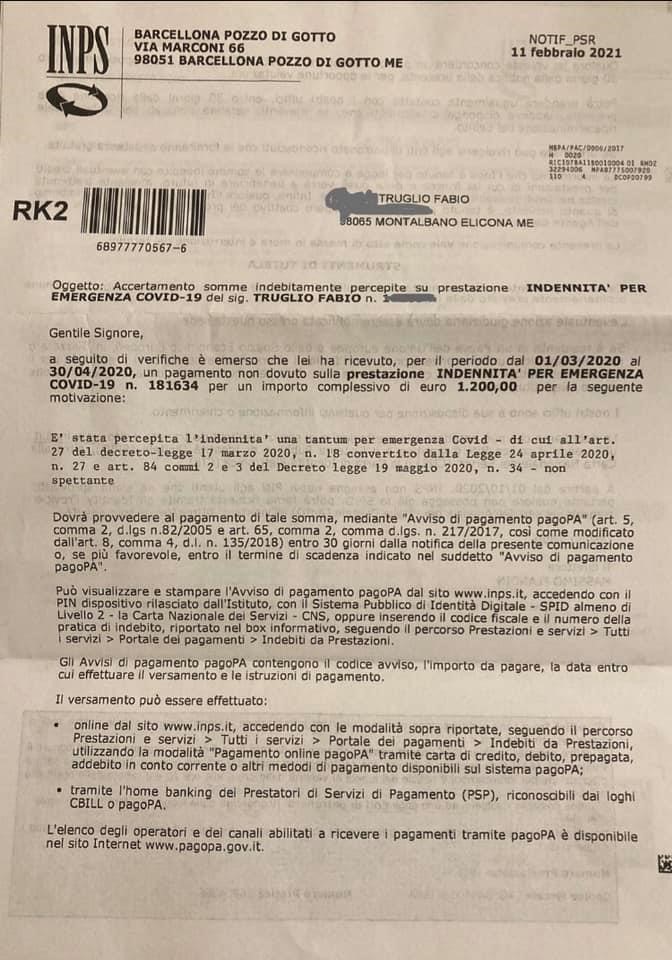 Inps rivuole 1.200 € di ristori per 350 ricevuti da consigliere