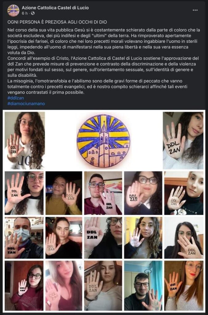 Galleria foto 'Castel di Lucio, post in sostegno del DDL Zan, bufera sui social' - foto 1