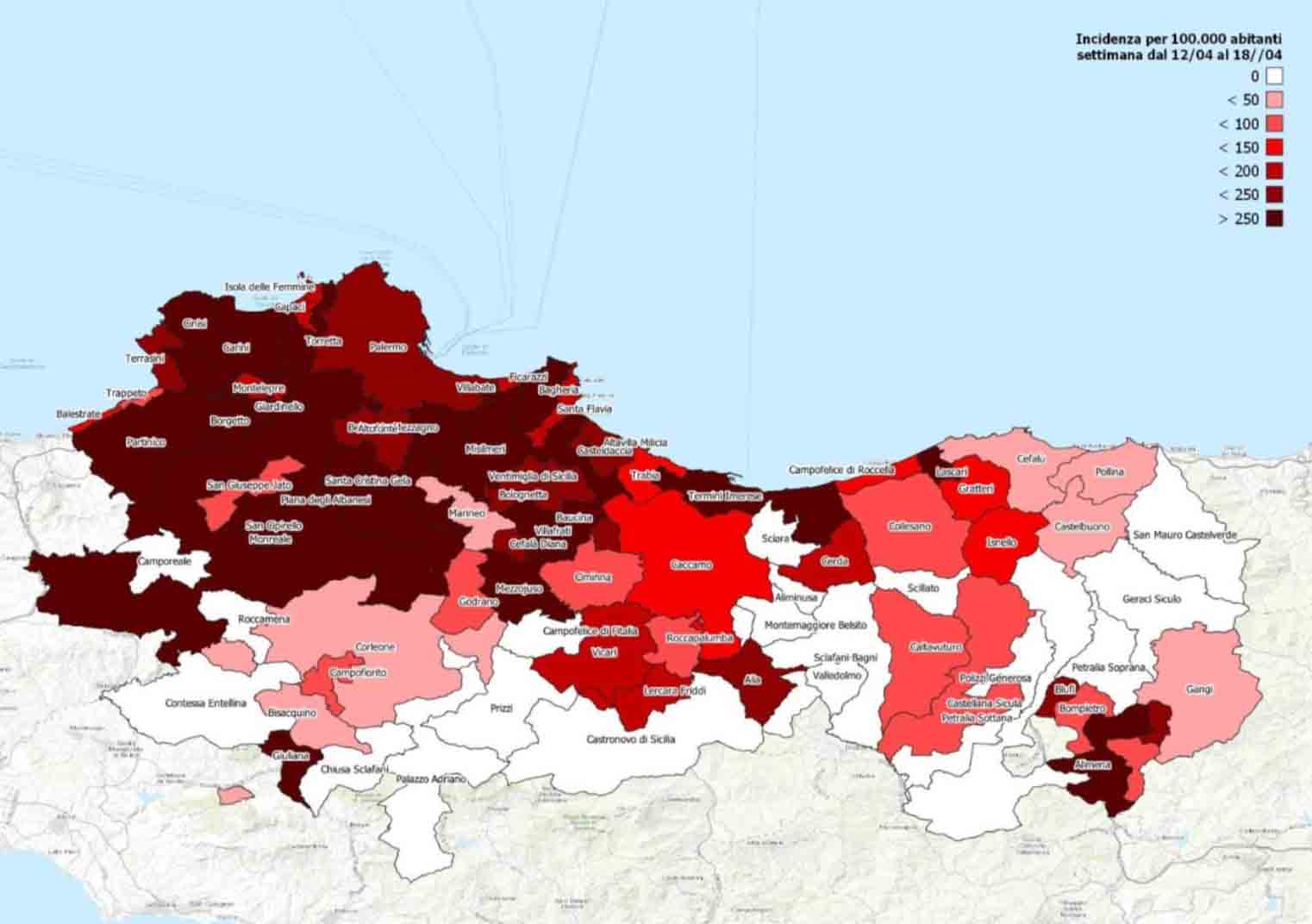 Zona rossa a Palermo, Costa, dati in parziale miglioramento