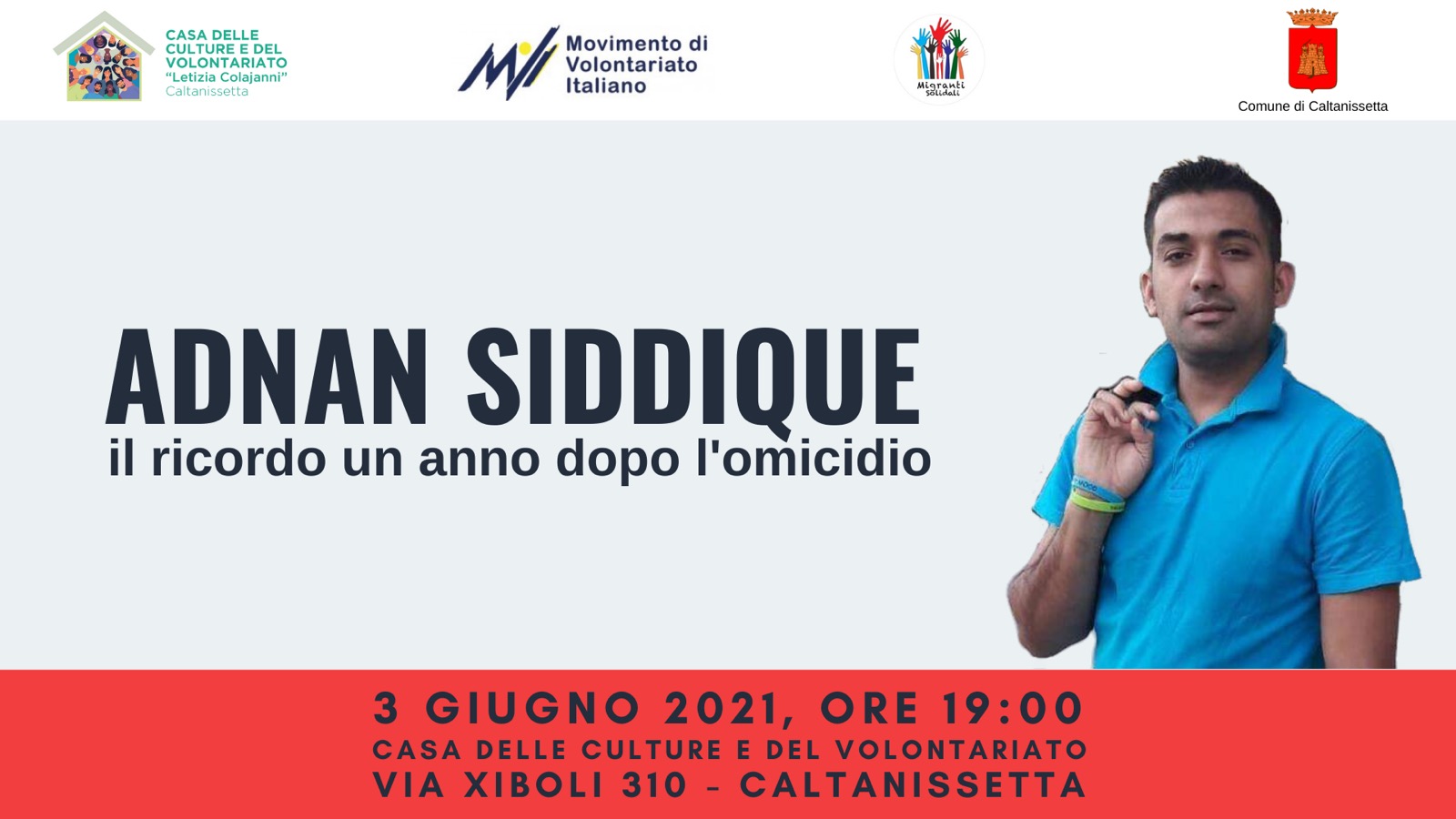 Caltanissetta ricorda Adnan, a un anno dal brutale omicidio