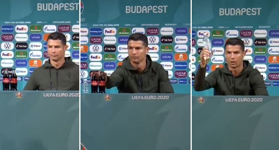 Gaffe Ronaldo, schifa Coca Cola, sponsor Europei e Juve, il VIDEO