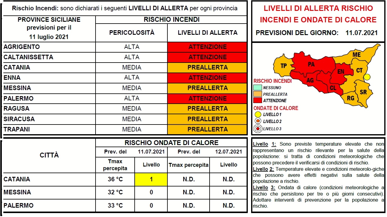 Galleria foto 'Incendi in Sicilia, domani  allerta rossa, ecco i luoghi a rischio' - foto 1