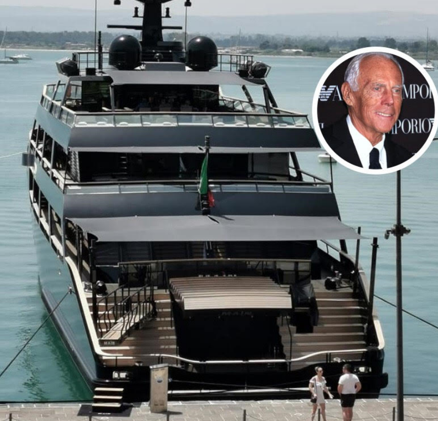 Giorgio Armani è a Siracusa, il superyacht Maìn ormeggiato alla Marina