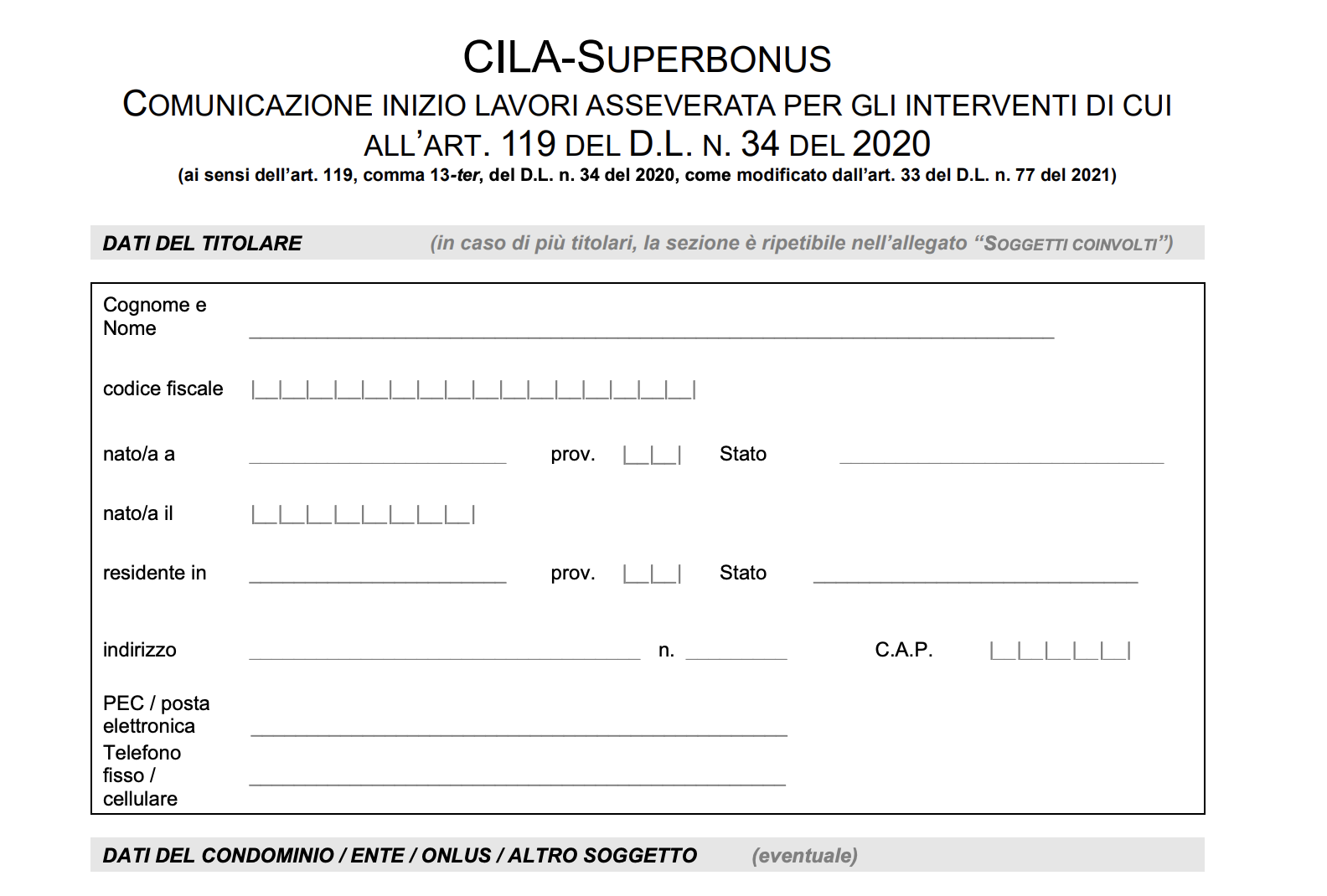 Superbonus 110%, accedere è più facile, necessario solo modulo Cila
