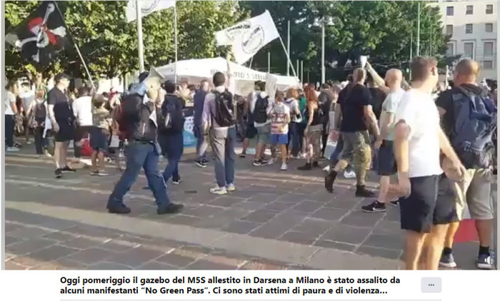 Milano, assalto al gazebo M5s, indagati due No green pass