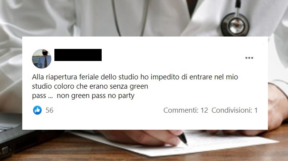 Siracusa, il caso del medico contro i No Vax, “senza green pass non si entra in studio”