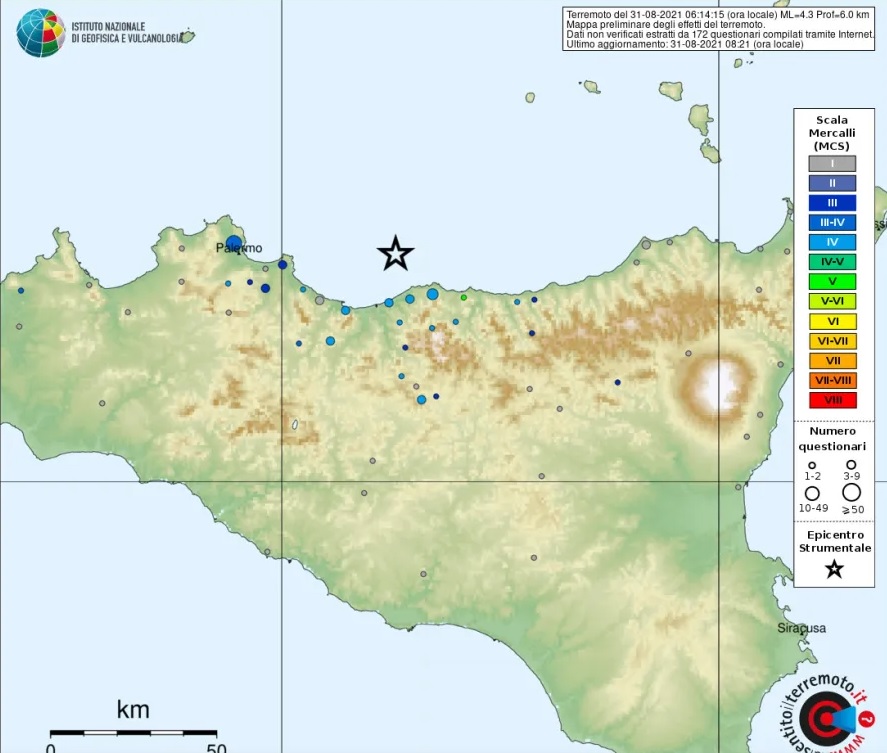 Terremoti, allarme per forte scossa all’alba nel Palermitano