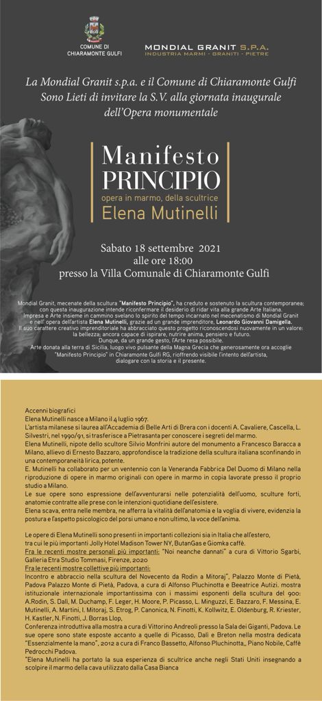 Villa comunale di Chiaramonte Gulfi, scultura della Mutinelli donata dall’industriale Damigella