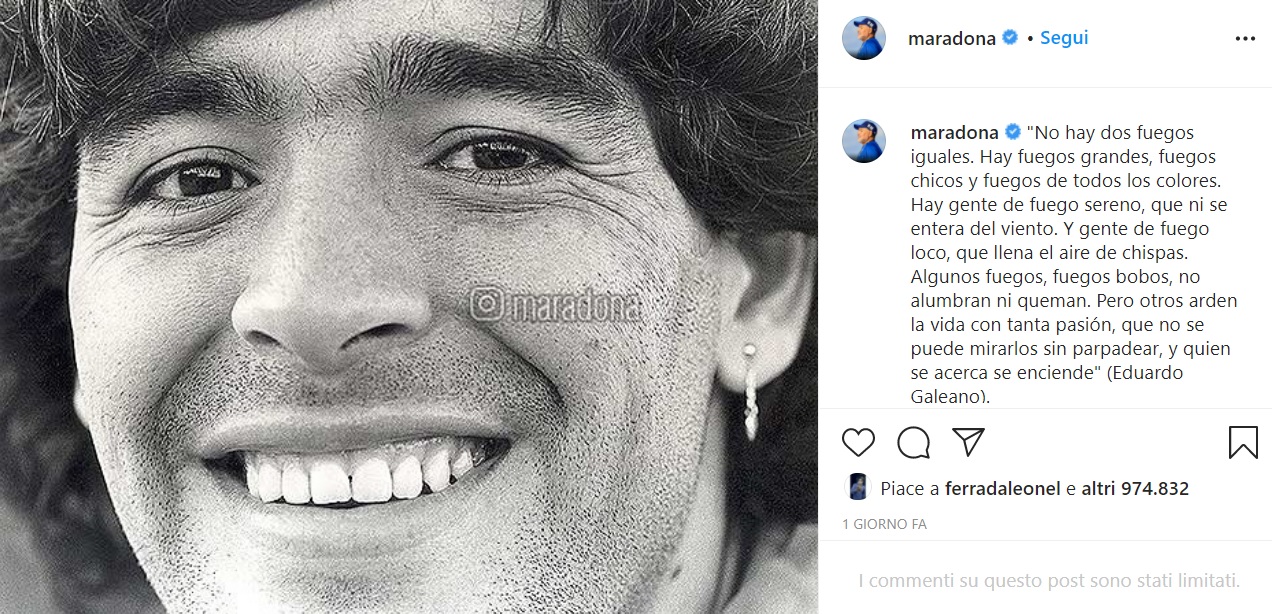 Maradona, ritorna in vita sui social, i figli pubblicano foto, i fan impazziscono