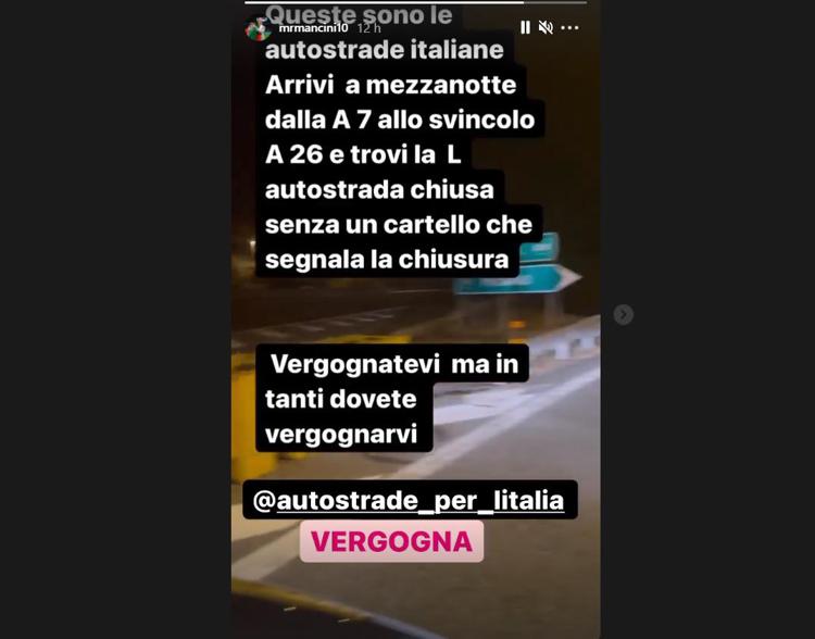 Mancini e autostrada chiusa, “Vergogna”, poi arriva la replica