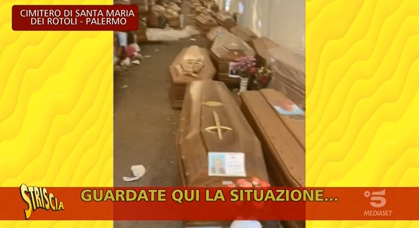 Emergenza al cimitero dei Rotoli, Striscia la Notizia a Palermo