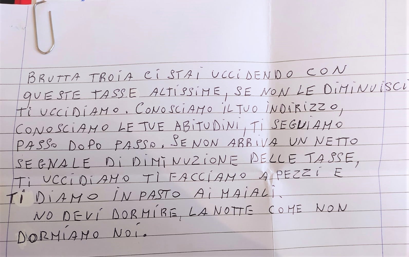 Comiso, lettera di minacce al sindaco, “Se non abbassi le tasse ti uccidiamo”