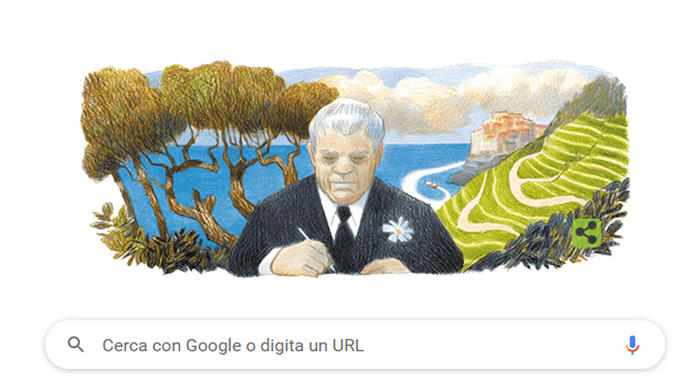 Il doodle di Google dedicato ad Eugenio Montale