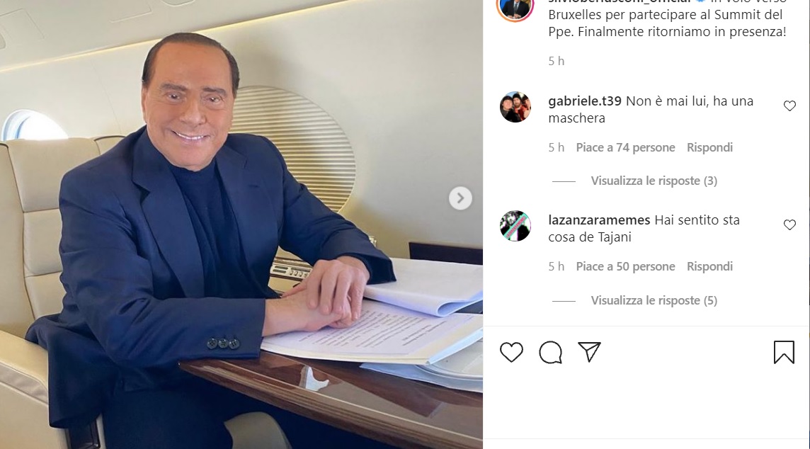 Berlusconi su Instagram, “Draghi al Colle? Meglio a Palazzo Chigi”