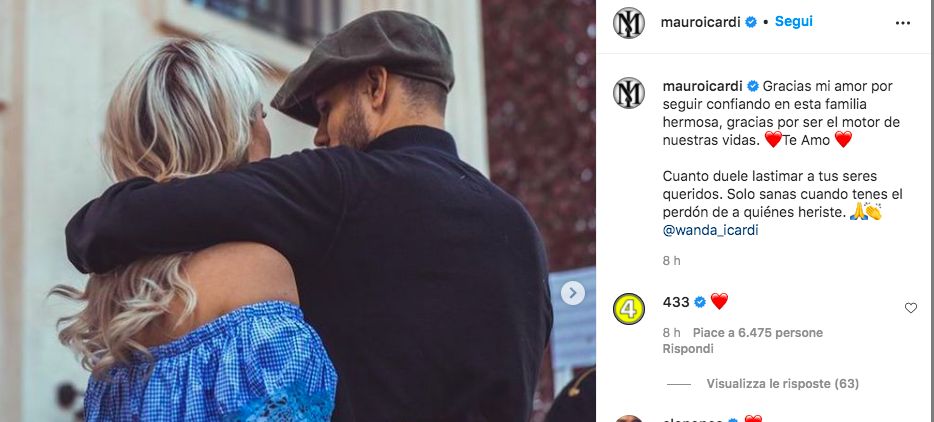 Wanda Nara e Icardi, scoppia la pace: il messaggio su Instagram