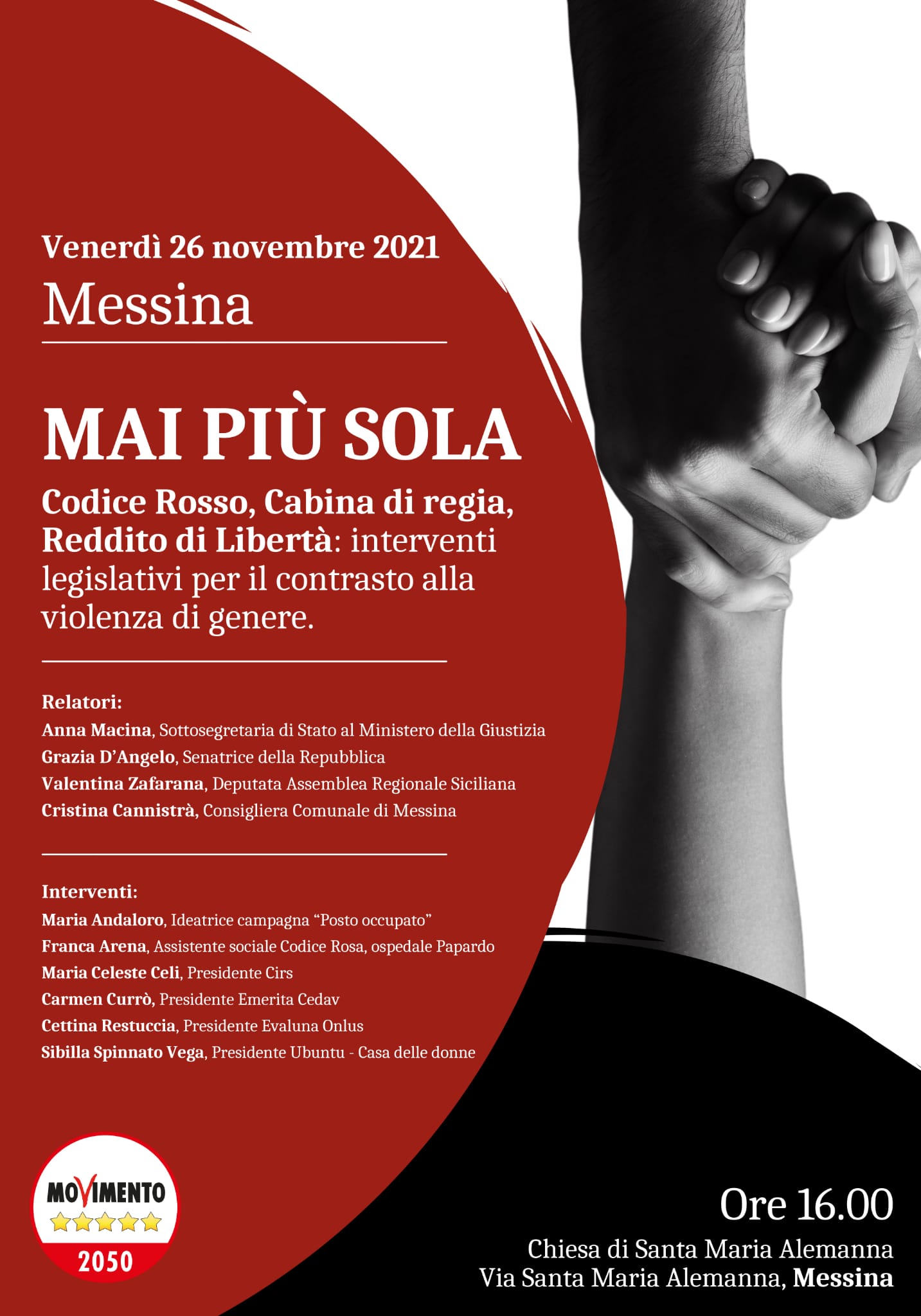Messina, convegno “Mai più sola” sulla violenza di genere con la Sottosegretaria alla Giustizia Anna Macina Messina, convegno “Mai più sola” sulla violenza di genere con la Sottosegretaria alla Giustizia Anna Macina