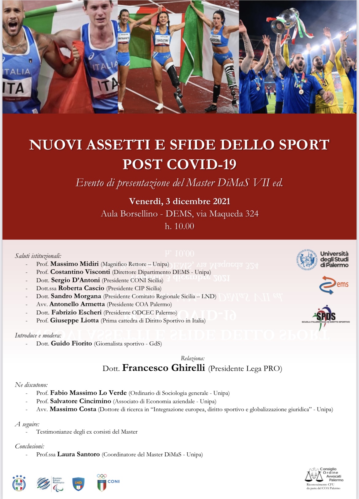 I nuovi assetti dello sport post Covid in un convegno a Palermo