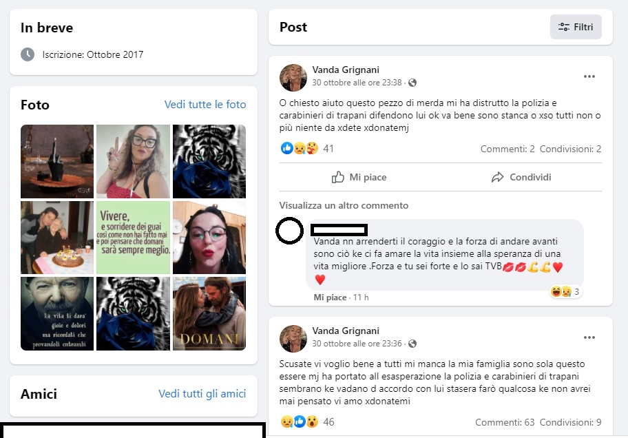 Trapani, lei uccide il convivente ma Fb la crede vittima