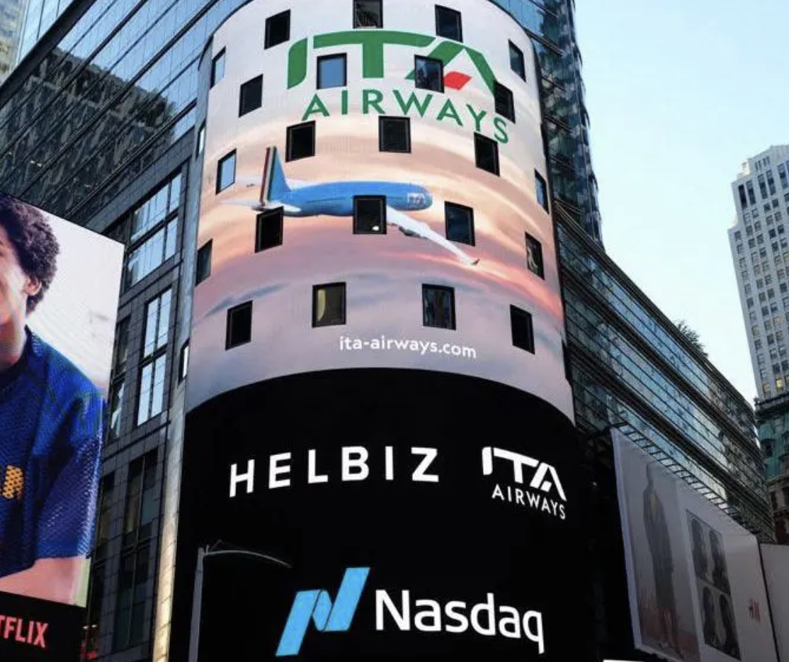 Da Nasdaq e Helbiz il benvenuto a Ita Airways per primo volo a New York