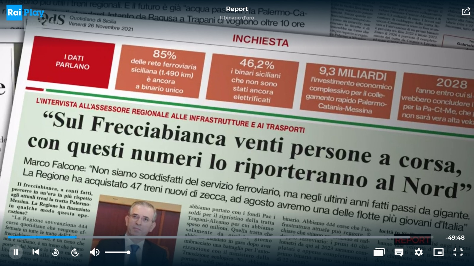 L’inchiesta del QdS sul Frecciabianca citata da Report su Rai Tre