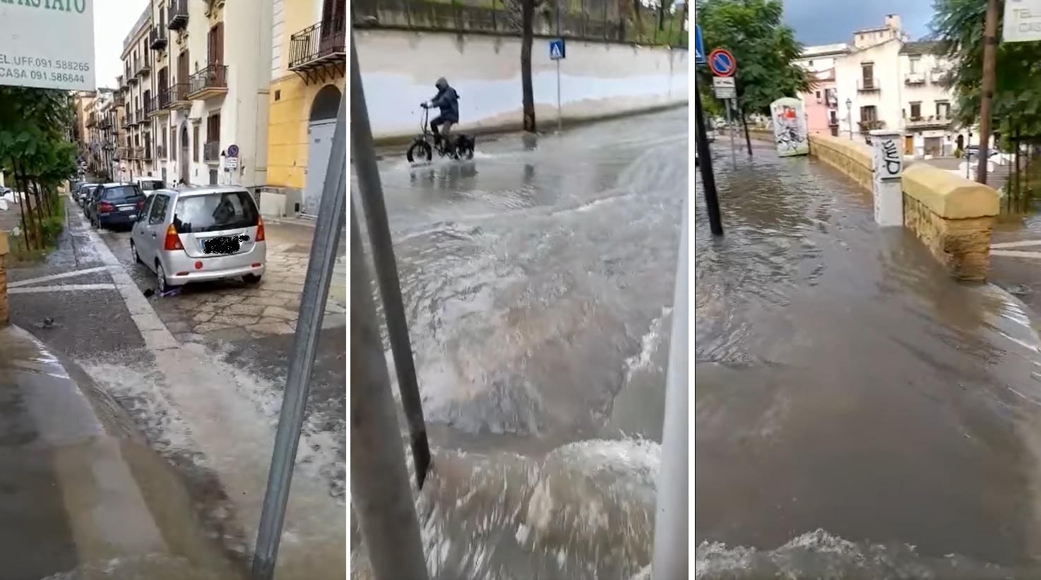 Palermo, esondato Papireto, un fiume d’acqua nel centro storico