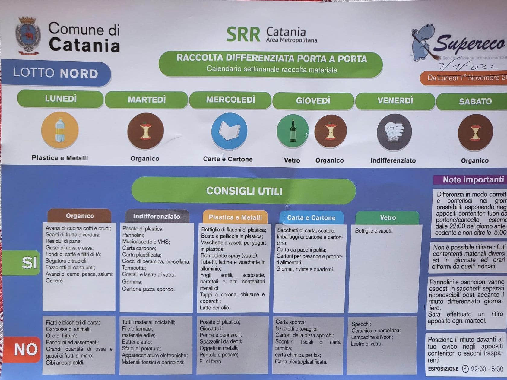 Raccolta differenziata a Catania, calendario “ambiguo”, ecco come farla