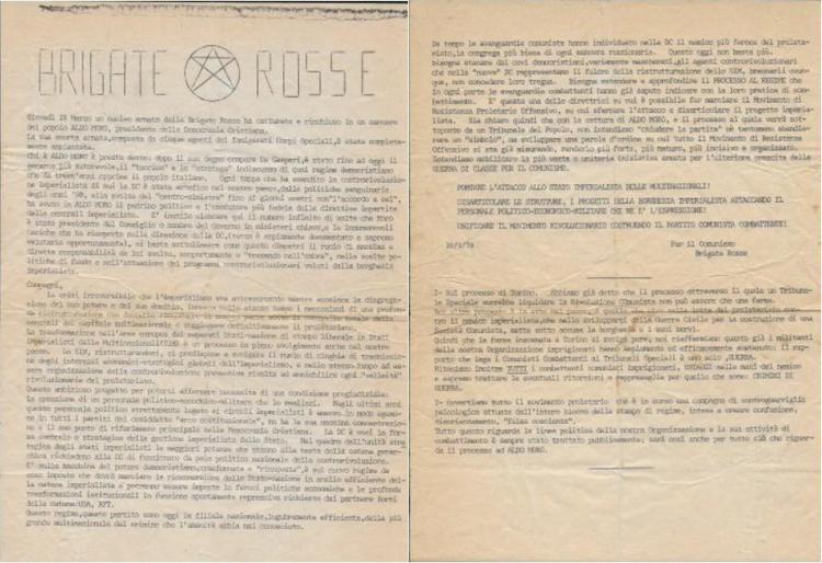 Rapimento Moro, volantino Brigate Rosse venduto all’asta, il valore