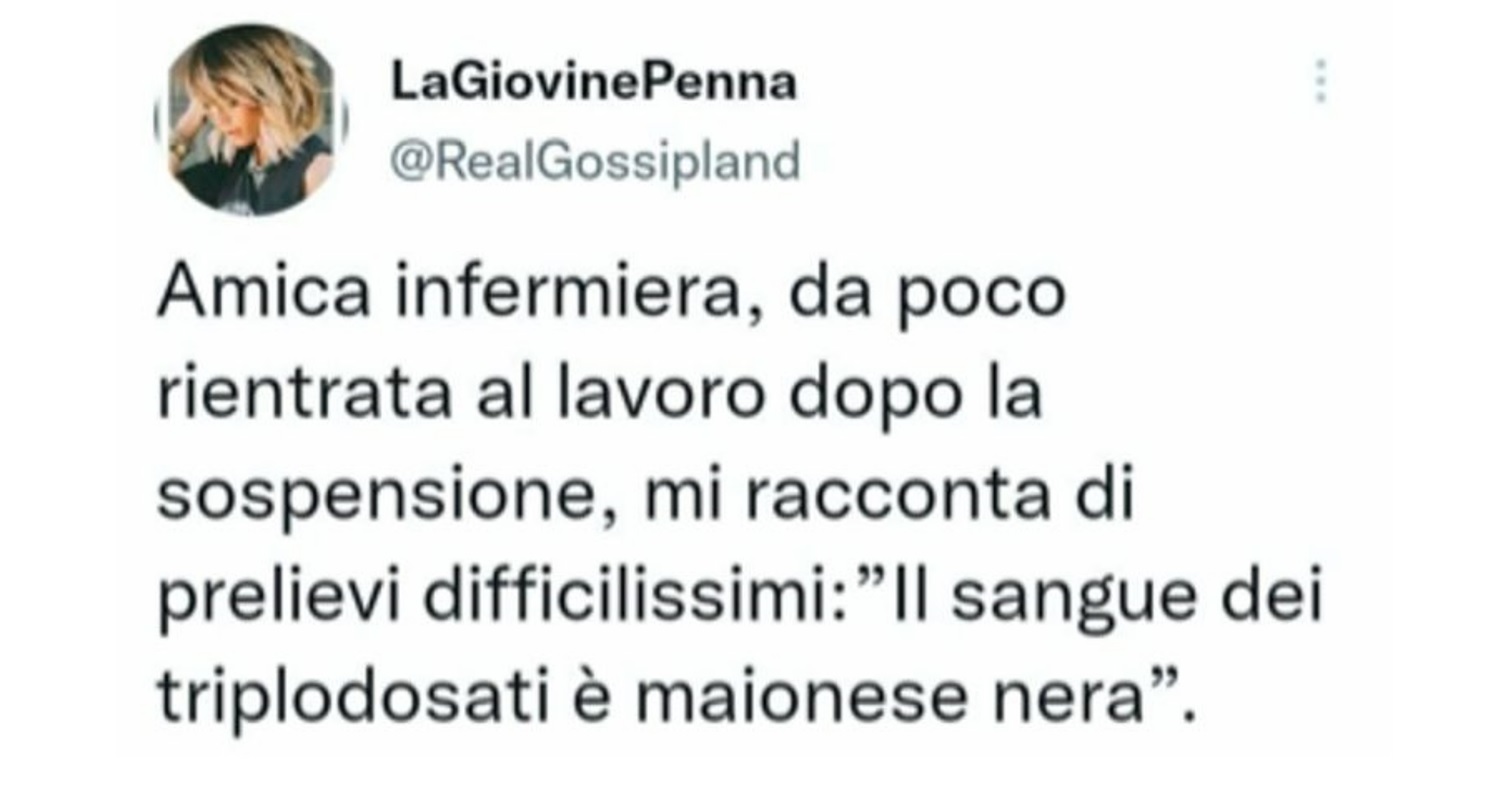 L’ultima fake news dei No vax, “il sangue dei triplodosati è maionese nera”