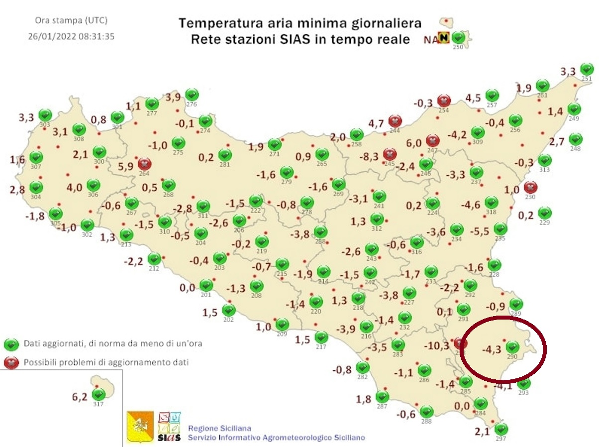 Floridia, sbalzo termico da record, 53 gradi in cinque mesi