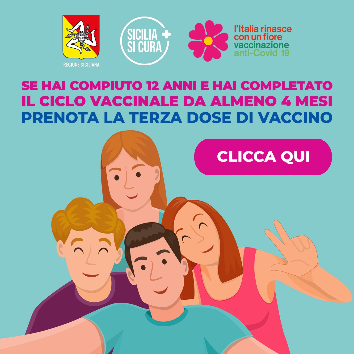 Covid Sicilia, al via campagna booster per 12-15 anni, come prenotare