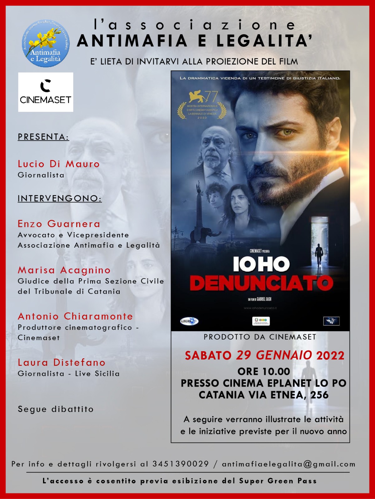 Legalità, sabato a Catania l’evento “Io ho denunciato e… ritorno uomo”