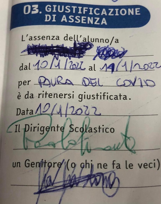 Bimbo non va a scuola, “Paura del Covid” su giustificazione, la reazione del maestro
