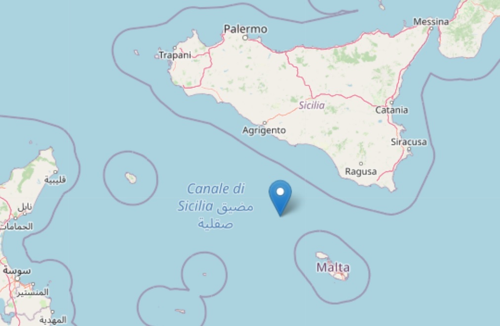 Terremoto, scossa di magnitudo 3.5 nel canale di Sicilia