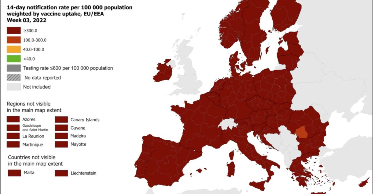 Covid, mappa Ecdc, anche la Sicilia è in rosso scuro, “Massimo rischio”