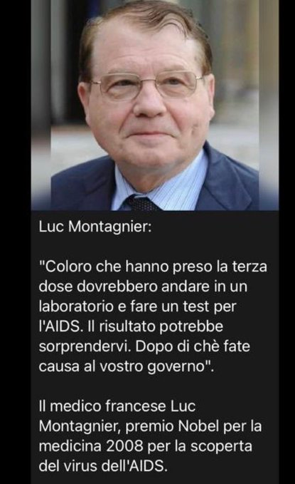 “Terza dose provoca l’Aids”, spopola l’ultima fake news su Montagnier “Terza dose provoca l’Aids”, spopola l’ultima fake news su Montagnier