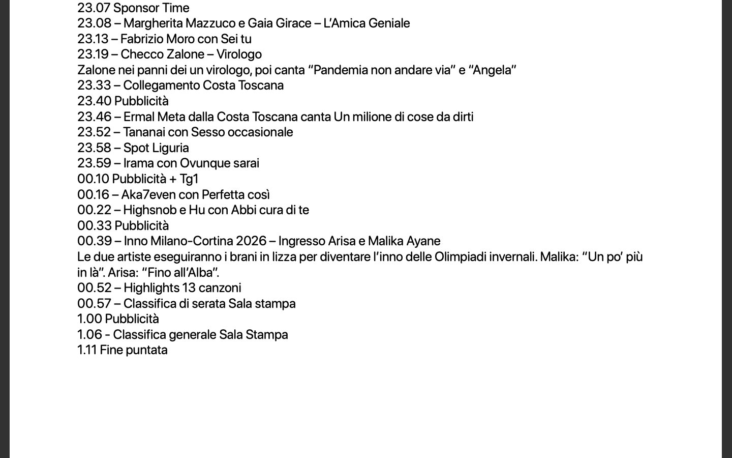 Sanremo 2022, scaletta seconda serata minuto per minuto, cantanti e ospiti