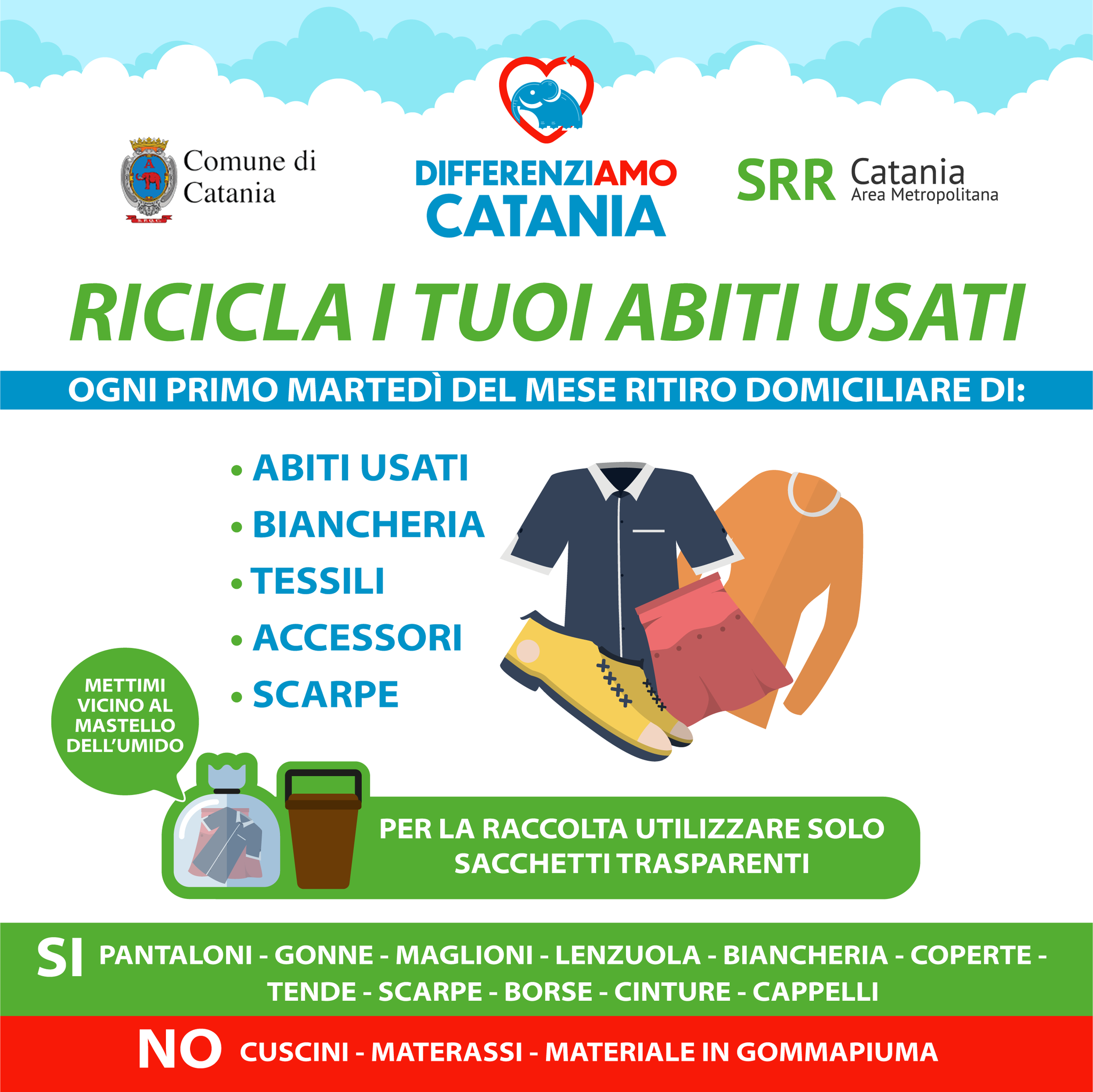 Raccolta differenziata tessile, al via a Catania il 5 aprile: come farla