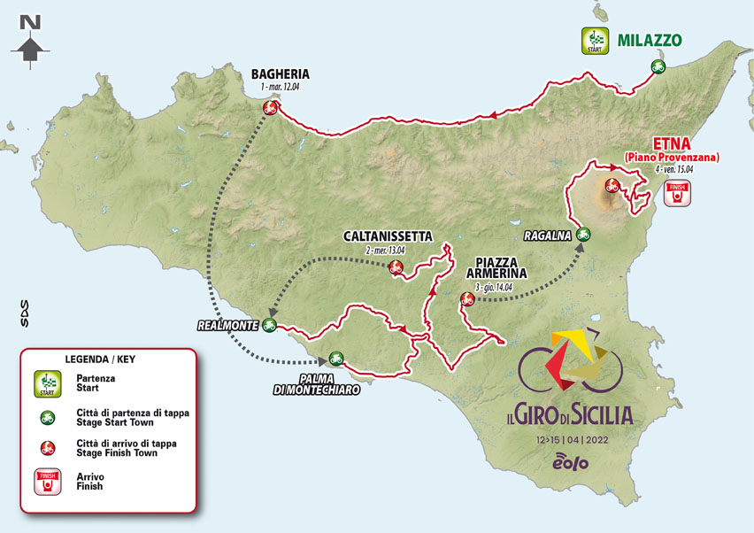 Giro di Sicilia, parte la terza edizione: tappe, mappe, percorsi, favoriti